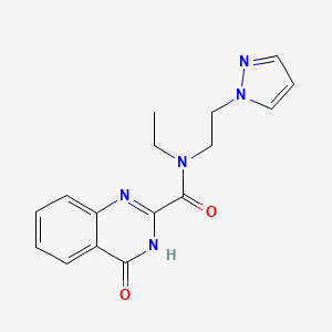 molecular formula C16H17N5O2 B6117669 N-ethyl-4-oxo-N-[2-(1H-pyrazol-1-yl)ethyl]-3,4-dihydro-2-quinazolinecarboxamide 