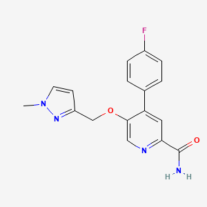 molecular formula C17H15FN4O2 B611771 4-(4-氟苯基)-5-[(1-甲基吡唑-3-基)甲氧基]吡啶-2-甲酰胺 CAS No. 2009052-76-8