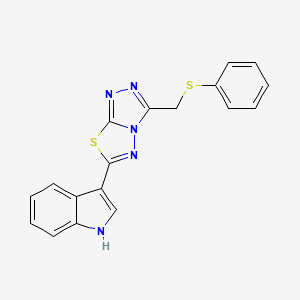molecular formula C18H13N5S2 B6117753 3-{3-[(phenylthio)methyl][1,2,4]triazolo[3,4-b][1,3,4]thiadiazol-6-yl}-1H-indole 