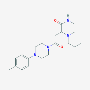 molecular formula C22H34N4O2 B6117770 3-{2-[4-(2,4-dimethylphenyl)-1-piperazinyl]-2-oxoethyl}-4-isobutyl-2-piperazinone 