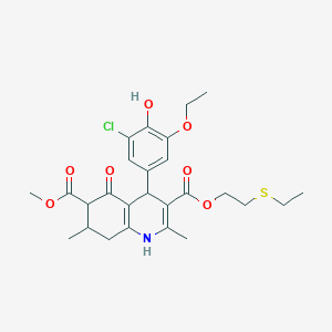 3-[2-(ethylthio)ethyl] 6-methyl 4-(3-chloro-5-ethoxy-4-hydroxyphenyl)-2,7-dimethyl-5-oxo-1,4,5,6,7,8-hexahydro-3,6-quinolinedicarboxylate