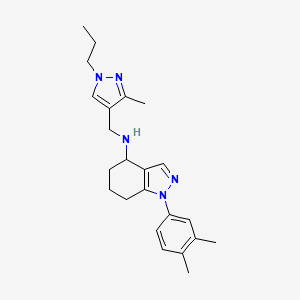 molecular formula C23H31N5 B6117791 1-(3,4-dimethylphenyl)-N-[(3-methyl-1-propyl-1H-pyrazol-4-yl)methyl]-4,5,6,7-tetrahydro-1H-indazol-4-amine 