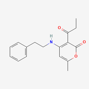 molecular formula C17H19NO3 B6117802 6-methyl-4-[(2-phenylethyl)amino]-3-propionyl-2H-pyran-2-one 