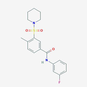 N-(3-fluorophenyl)-4-methyl-3-(1-piperidinylsulfonyl)benzamide