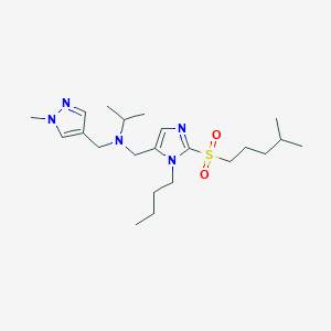 molecular formula C22H39N5O2S B6117909 ({1-butyl-2-[(4-methylpentyl)sulfonyl]-1H-imidazol-5-yl}methyl)isopropyl[(1-methyl-1H-pyrazol-4-yl)methyl]amine 