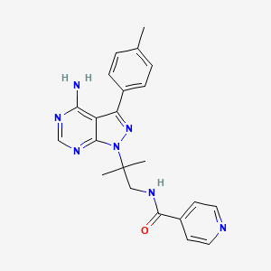 molecular formula C22H23N7O B611805 N-(2-(4-氨基-3-(对甲苯基)-1H-吡唑并[3,4-d]嘧啶-1-基)-2-甲基丙基)烟酰胺 CAS No. 1354825-58-3