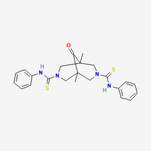 molecular formula C23H26N4OS2 B6118054 1,5-dimethyl-9-oxo-N,N'-diphenyl-3,7-diazabicyclo[3.3.1]nonane-3,7-dicarbothioamide 