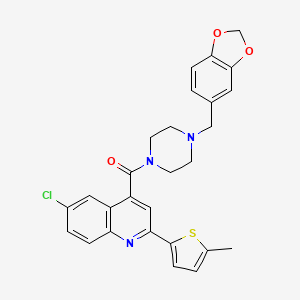 4-{[4-(1,3-benzodioxol-5-ylmethyl)-1-piperazinyl]carbonyl}-6-chloro-2-(5-methyl-2-thienyl)quinoline