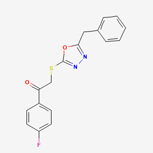 2-[(5-benzyl-1,3,4-oxadiazol-2-yl)thio]-1-(4-fluorophenyl)ethanone