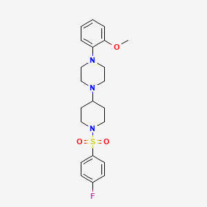 molecular formula C22H28FN3O3S B6118086 1-{1-[(4-fluorophenyl)sulfonyl]-4-piperidinyl}-4-(2-methoxyphenyl)piperazine 