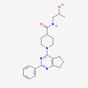 molecular formula C22H28N4O2 B6118138 N-(2-hydroxypropyl)-1-(2-phenyl-6,7-dihydro-5H-cyclopenta[d]pyrimidin-4-yl)-4-piperidinecarboxamide 