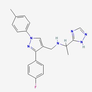 molecular formula C21H21FN6 B6118141 N-{[3-(4-fluorophenyl)-1-(4-methylphenyl)-1H-pyrazol-4-yl]methyl}-1-(1H-1,2,4-triazol-5-yl)ethanamine 