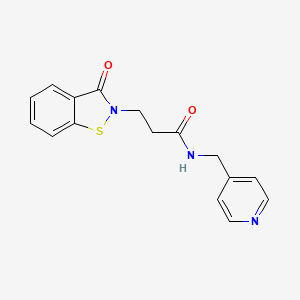 molecular formula C16H15N3O2S B6118172 3-(3-oxo-1,2-benzisothiazol-2(3H)-yl)-N-(4-pyridinylmethyl)propanamide 