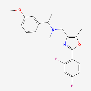 molecular formula C21H22F2N2O2 B6118190 N-{[2-(2,4-difluorophenyl)-5-methyl-1,3-oxazol-4-yl]methyl}-1-(3-methoxyphenyl)-N-methylethanamine 