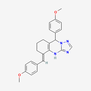 molecular formula C24H24N4O2 B6118217 5-(4-methoxybenzylidene)-9-(4-methoxyphenyl)-4,5,6,7,8,9-hexahydro[1,2,4]triazolo[5,1-b]quinazoline 