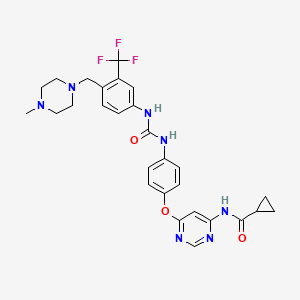molecular formula C28H30F3N7O3 B611823 N-(6-{4-[({4-[(4-甲基哌嗪-1-基)甲基]-3-(三氟甲基)苯基}甲酰胺)氨基]苯氧基}嘧啶-4-基)环丙烷甲酰胺 CAS No. 1421227-52-2