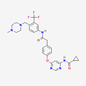 molecular formula C29H31F3N6O3 B611825 N-(6-(4-(2-((4-((4-甲基哌嗪-1-基)甲基)-3-(三氟甲基)苯基)氨基)-2-氧代乙基)苯氧基)嘧啶-4-基)环丙烷甲酰胺 CAS No. 1421227-53-3