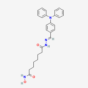 molecular formula C27H30N4O3 B611826 N'-羟基-N-[(E)-[4-(N-苯基苯胺基)苯基]亚甲基氨基]辛酰胺 CAS No. 1206731-57-8