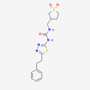 molecular formula C16H20N4O3S2 B6118269 N-[(1,1-dioxidotetrahydro-3-thienyl)methyl]-N'-[5-(2-phenylethyl)-1,3,4-thiadiazol-2-yl]urea 