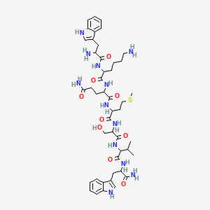 2-[[6-amino-2-[[2-amino-3-(1H-indol-3-yl)propanoyl]amino]hexanoyl]amino]-N-[1-[[1-[[1-[[1-amino-3-(1H-indol-3-yl)-1-oxopropan-2-yl]amino]-3-methyl-1-oxobutan-2-yl]amino]-3-hydroxy-1-oxopropan-2-yl]amino]-4-methylsulfanyl-1-oxobutan-2-yl]pentanediamide