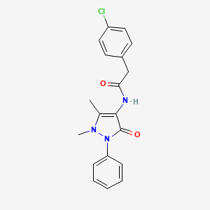 molecular formula C19H18ClN3O2 B6118306 2-(4-chlorophenyl)-N-(1,5-dimethyl-3-oxo-2-phenyl-2,3-dihydro-1H-pyrazol-4-yl)acetamide 