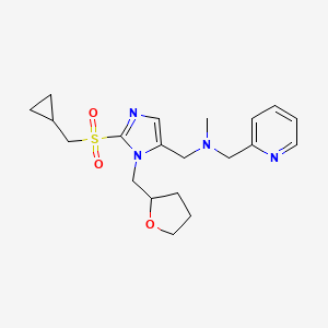 molecular formula C20H28N4O3S B6118365 1-[2-[(cyclopropylmethyl)sulfonyl]-1-(tetrahydro-2-furanylmethyl)-1H-imidazol-5-yl]-N-methyl-N-(2-pyridinylmethyl)methanamine 