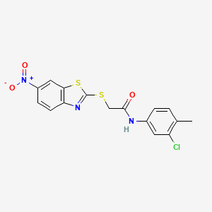 N-(3-chloro-4-methylphenyl)-2-[(6-nitro-1,3-benzothiazol-2-yl)thio]acetamide