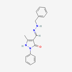 molecular formula C18H18N4O B6118432 5-hydroxy-3-methyl-1-phenyl-1H-pyrazole-4-carbaldehyde benzylhydrazone 