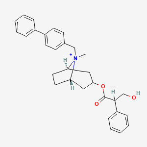 [(1S,5R)-8-methyl-8-[(4-phenylphenyl)methyl]-8-azoniabicyclo[3.2.1]octan-3-yl] 3-hydroxy-2-phenylpropanoate
