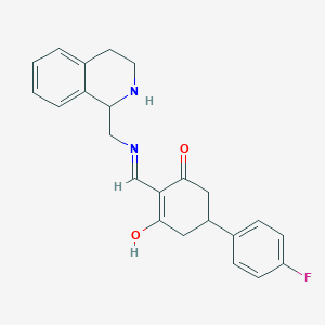 molecular formula C23H23FN2O2 B6118457 5-(4-fluorophenyl)-2-{[(1,2,3,4-tetrahydroisoquinolin-1-ylmethyl)amino]methylene}cyclohexane-1,3-dione 
