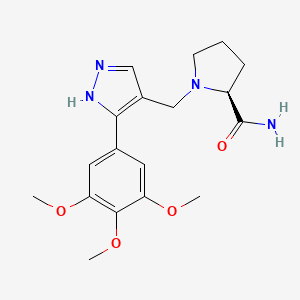 molecular formula C18H24N4O4 B6118488 1-{[3-(3,4,5-trimethoxyphenyl)-1H-pyrazol-4-yl]methyl}-L-prolinamide 