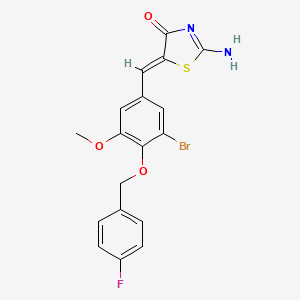 molecular formula C18H14BrFN2O3S B6118504 5-{3-bromo-4-[(4-fluorobenzyl)oxy]-5-methoxybenzylidene}-2-imino-1,3-thiazolidin-4-one 