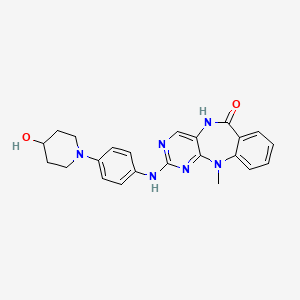 B611851 2-[4-(4-hydroxypiperidin-1-yl)anilino]-11-methyl-5H-pyrimido[4,5-b][1,4]benzodiazepin-6-one CAS No. 1345098-78-3