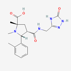 molecular formula C18H23N5O4 B6118548 (2S*,4S*,5R*)-1,2-dimethyl-5-(2-methylphenyl)-4-({[(5-oxo-4,5-dihydro-1H-1,2,4-triazol-3-yl)methyl]amino}carbonyl)pyrrolidine-2-carboxylic acid 