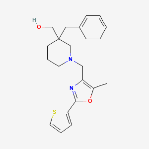 molecular formula C22H26N2O2S B6118583 (3-benzyl-1-{[5-methyl-2-(2-thienyl)-1,3-oxazol-4-yl]methyl}-3-piperidinyl)methanol 