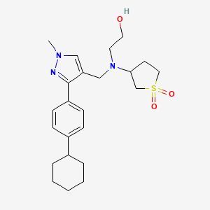 molecular formula C23H33N3O3S B6118588 2-[{[3-(4-cyclohexylphenyl)-1-methyl-1H-pyrazol-4-yl]methyl}(1,1-dioxidotetrahydro-3-thienyl)amino]ethanol 
