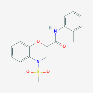 molecular formula C17H18N2O4S B6118592 N-(2-methylphenyl)-4-(methylsulfonyl)-3,4-dihydro-2H-1,4-benzoxazine-2-carboxamide 
