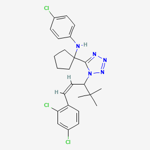 molecular formula C25H28Cl3N5 B6118593 (1-{1-[1-tert-butyl-3-(2,4-dichlorophenyl)-2-propen-1-yl]-1H-tetrazol-5-yl}cyclopentyl)(4-chlorophenyl)amine 