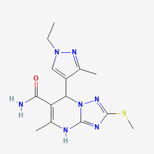 molecular formula C14H19N7OS B6118599 7-(1-ethyl-3-methyl-1H-pyrazol-4-yl)-5-methyl-2-(methylthio)-4,7-dihydro[1,2,4]triazolo[1,5-a]pyrimidine-6-carboxamide 