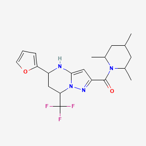 molecular formula C20H25F3N4O2 B6118638 5-(2-furyl)-7-(trifluoromethyl)-2-[(2,4,6-trimethyl-1-piperidinyl)carbonyl]-4,5,6,7-tetrahydropyrazolo[1,5-a]pyrimidine 
