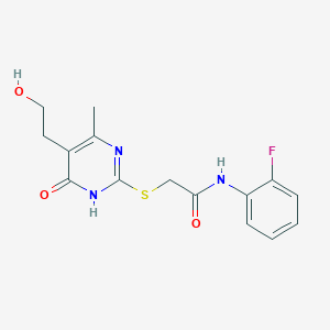 N-(2-fluorophenyl)-2-{[5-(2-hydroxyethyl)-4-methyl-6-oxo-1,6-dihydro-2-pyrimidinyl]thio}acetamide