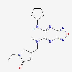 molecular formula C17H25N7O2 B6118645 4-{[[6-(cyclopentylamino)[1,2,5]oxadiazolo[3,4-b]pyrazin-5-yl](methyl)amino]methyl}-1-ethyl-2-pyrrolidinone 