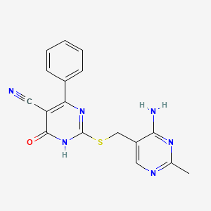 molecular formula C17H14N6OS B6118648 2-{[(4-amino-2-methyl-5-pyrimidinyl)methyl]thio}-6-oxo-4-phenyl-1,6-dihydro-5-pyrimidinecarbonitrile 