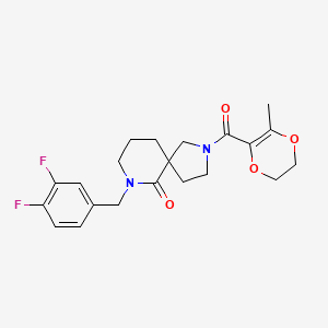 molecular formula C21H24F2N2O4 B6118678 7-(3,4-difluorobenzyl)-2-[(3-methyl-5,6-dihydro-1,4-dioxin-2-yl)carbonyl]-2,7-diazaspiro[4.5]decan-6-one 