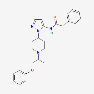 molecular formula C25H30N4O2 B6118681 N-{1-[1-(1-methyl-2-phenoxyethyl)-4-piperidinyl]-1H-pyrazol-5-yl}-2-phenylacetamide 