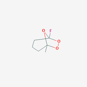 molecular formula C6H9FO3 B061187 1-Fluoro-5-methyl-6,7,8-trioxabicyclo[3.2.1]octane CAS No. 173063-79-1