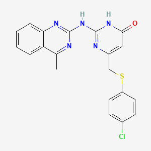 molecular formula C20H16ClN5OS B6118702 6-{[(4-chlorophenyl)thio]methyl}-2-[(4-methyl-2-quinazolinyl)amino]-4(1H)-pyrimidinone 