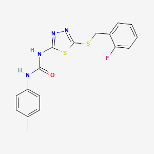 molecular formula C17H15FN4OS2 B6118727 N-{5-[(2-fluorobenzyl)thio]-1,3,4-thiadiazol-2-yl}-N'-(4-methylphenyl)urea 