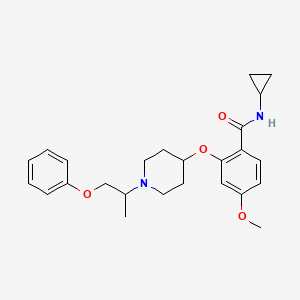 molecular formula C25H32N2O4 B6118731 N-cyclopropyl-4-methoxy-2-{[1-(1-methyl-2-phenoxyethyl)-4-piperidinyl]oxy}benzamide 