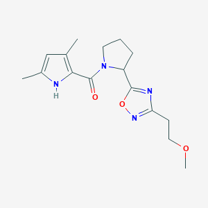 molecular formula C16H22N4O3 B6118733 5-{1-[(3,5-dimethyl-1H-pyrrol-2-yl)carbonyl]-2-pyrrolidinyl}-3-(2-methoxyethyl)-1,2,4-oxadiazole 